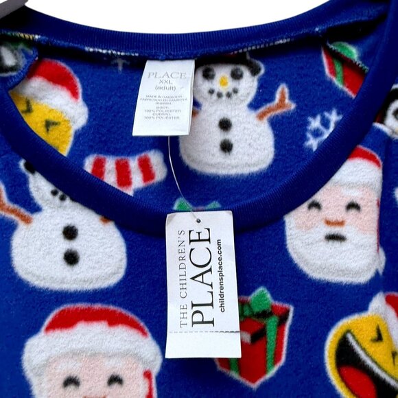 NEW Christmas Fleece Top XXL Unisex Blue Holiday Santa Long Sleeve Pullover - Picture 3 of 8